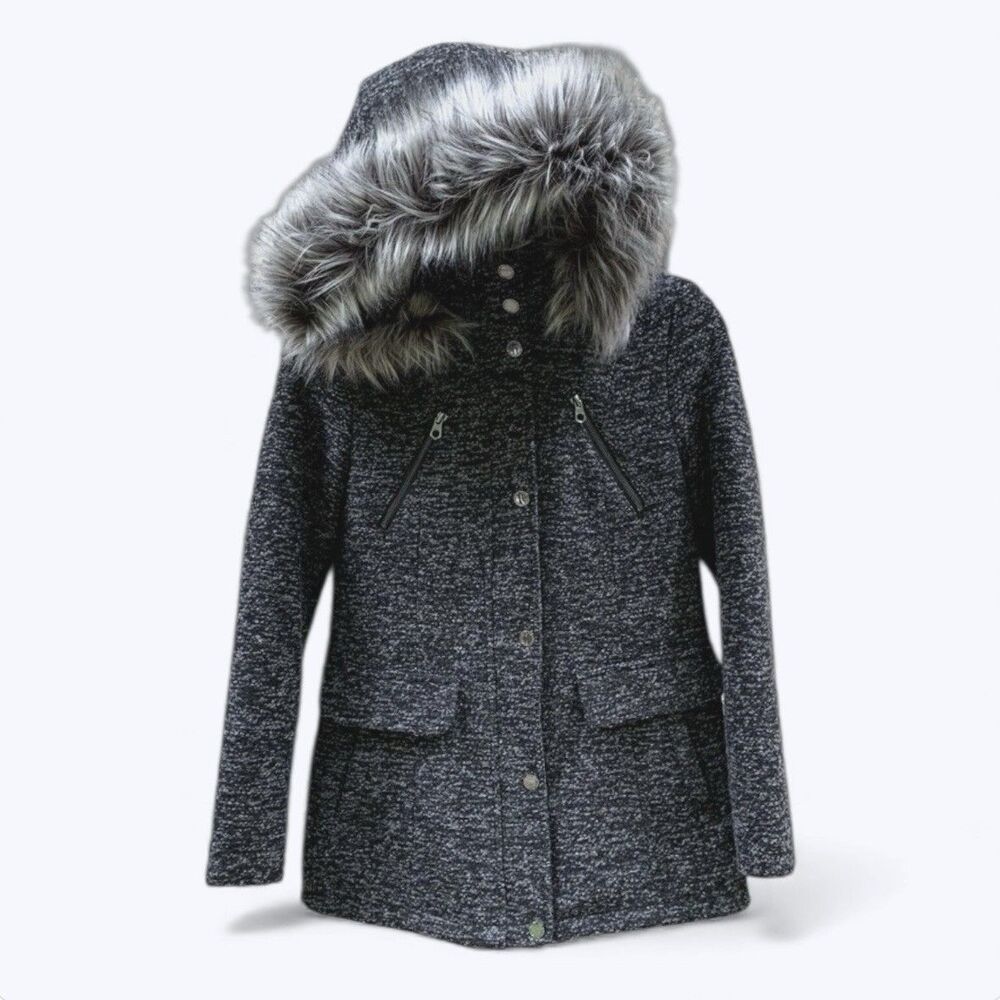 Nautica Winter Jacket XS Sherpa Textured Faux Fur Lined Removable Hood Outdoor